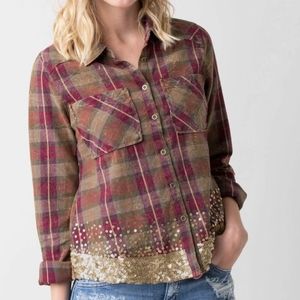 GIMMICKS Plaid Sequin Shirt